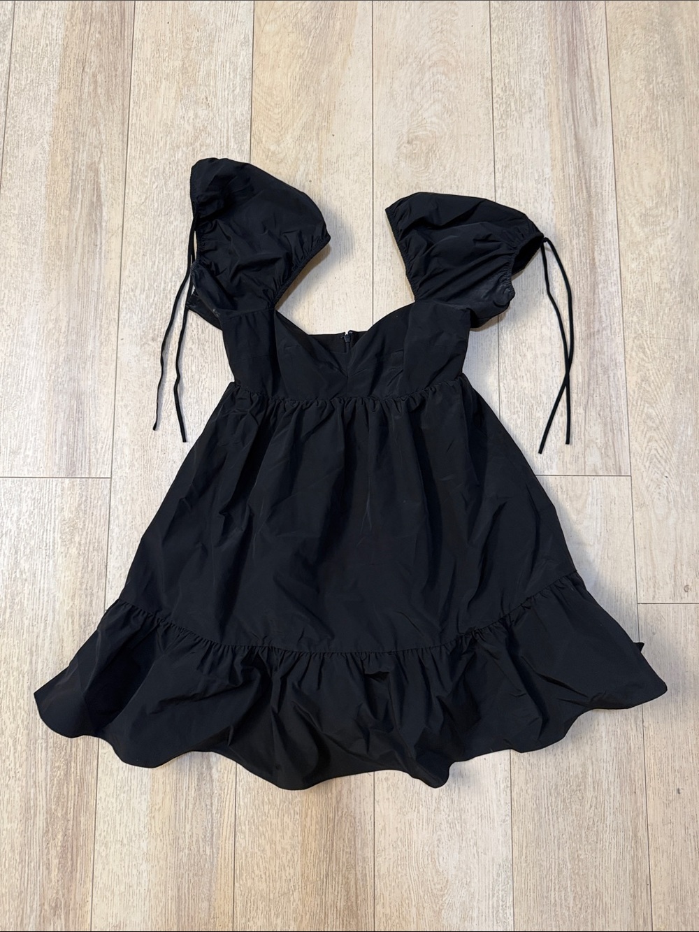 Amanda Uprichard Black Puff Sleeve Twirl Dress Women’s Size S
